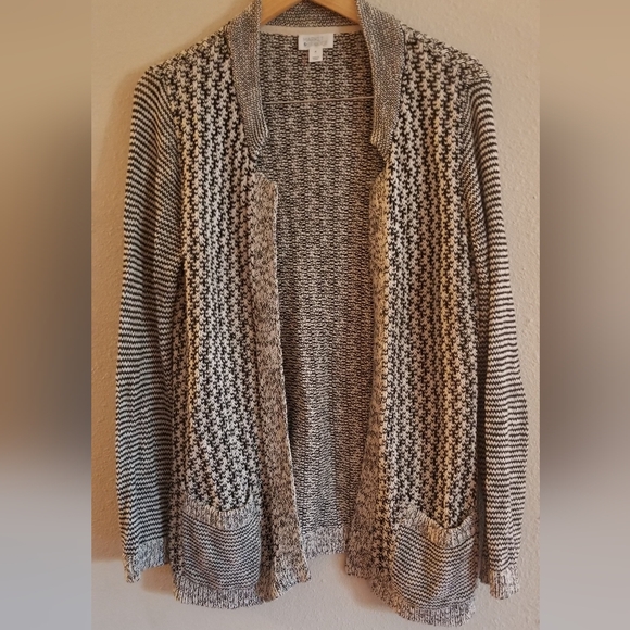 Market & Spruce Womens Black & White Cardigan Sweater Size M - Picture 1 of 5